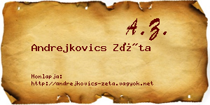 Andrejkovics Zéta névjegykártya